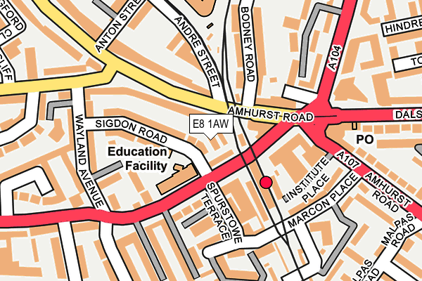 E8 1AW map - OS OpenMap – Local (Ordnance Survey)