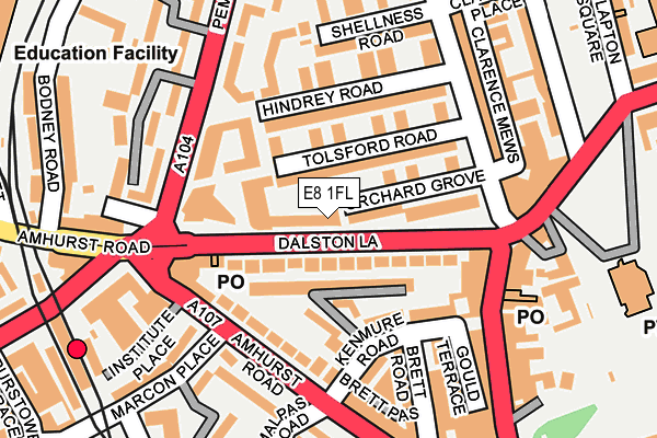 E8 1FL map - OS OpenMap – Local (Ordnance Survey)