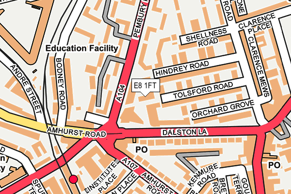 E8 1FT map - OS OpenMap – Local (Ordnance Survey)