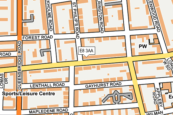 E8 3AA map - OS OpenMap – Local (Ordnance Survey)