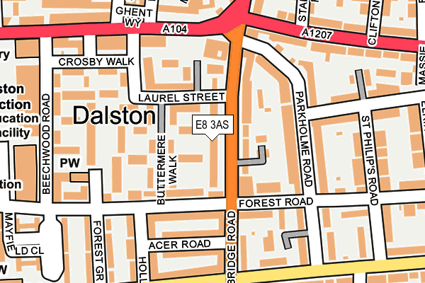 E8 3AS map - OS OpenMap – Local (Ordnance Survey)