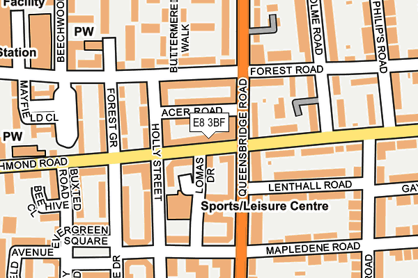 E8 3BF map - OS OpenMap – Local (Ordnance Survey)