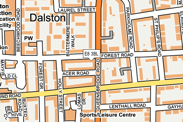 E8 3BL map - OS OpenMap – Local (Ordnance Survey)