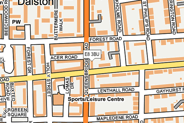 E8 3BU map - OS OpenMap – Local (Ordnance Survey)