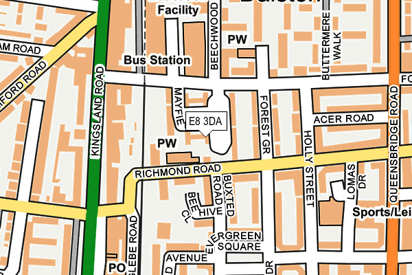E8 3DA map - OS OpenMap – Local (Ordnance Survey)