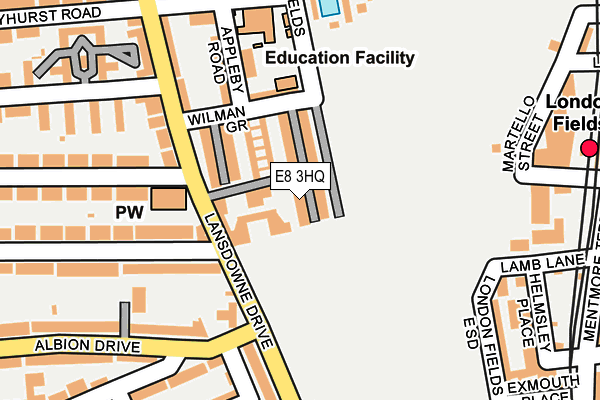 E8 3HQ map - OS OpenMap – Local (Ordnance Survey)