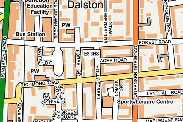 E8 3HS map - OS OpenMap – Local (Ordnance Survey)