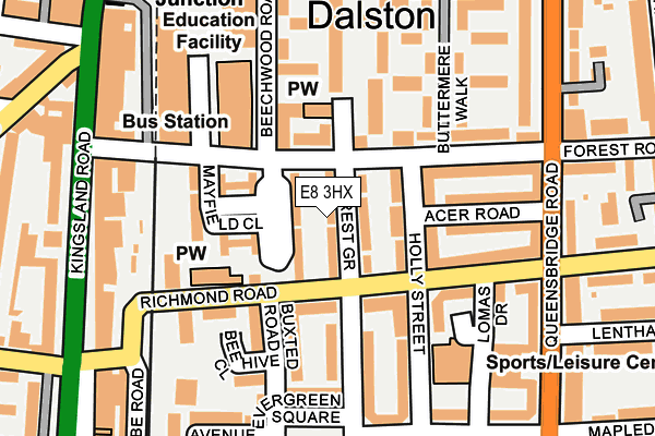 E8 3HX map - OS OpenMap – Local (Ordnance Survey)