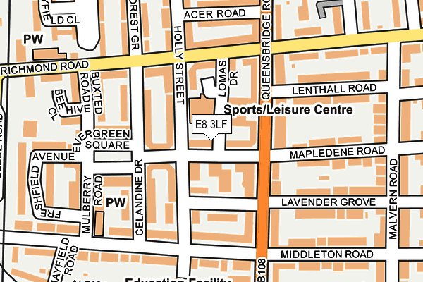 E8 3LF map - OS OpenMap – Local (Ordnance Survey)
