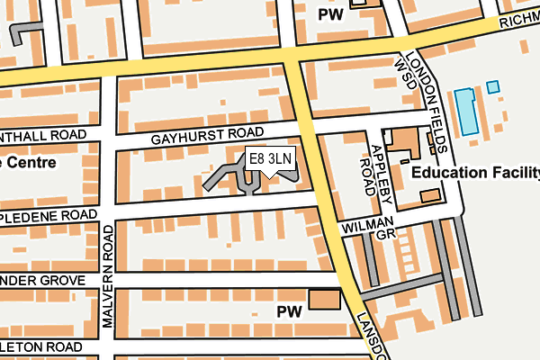 E8 3LN map - OS OpenMap – Local (Ordnance Survey)