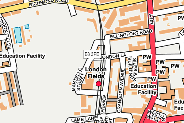 E8 3PE map - OS OpenMap – Local (Ordnance Survey)