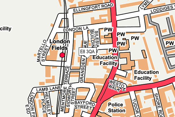 E8 3QA map - OS OpenMap – Local (Ordnance Survey)