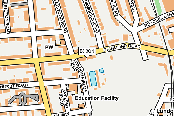 E8 3QN map - OS OpenMap – Local (Ordnance Survey)