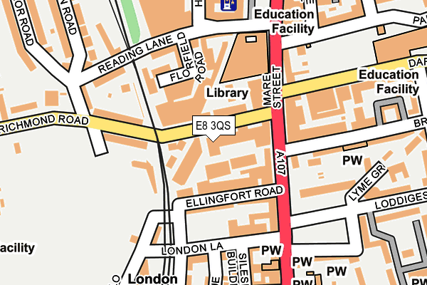 E8 3QS map - OS OpenMap – Local (Ordnance Survey)