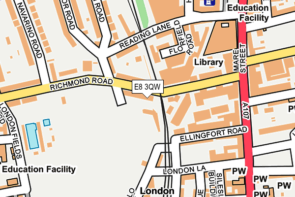 E8 3QW map - OS OpenMap – Local (Ordnance Survey)