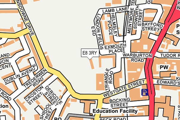 E8 3RY map - OS OpenMap – Local (Ordnance Survey)
