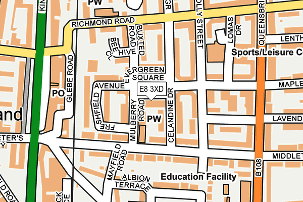 E8 3XD map - OS OpenMap – Local (Ordnance Survey)