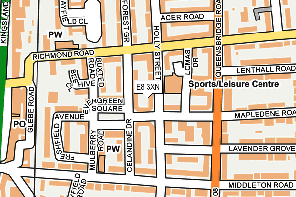 E8 3XN map - OS OpenMap – Local (Ordnance Survey)