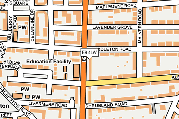 E8 4LW map - OS OpenMap – Local (Ordnance Survey)