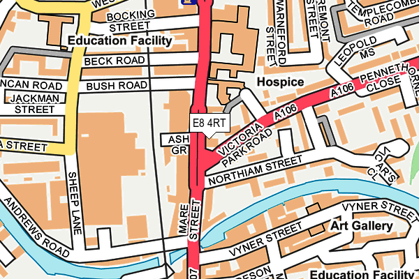 E8 4RT map - OS OpenMap – Local (Ordnance Survey)