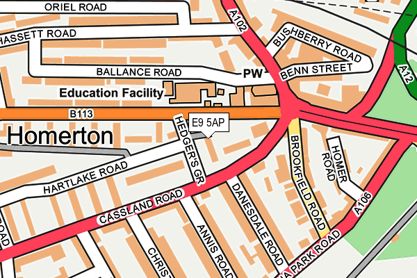 E9 5AP map - OS OpenMap – Local (Ordnance Survey)