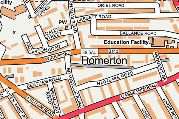 E9 5AU map - OS OpenMap – Local (Ordnance Survey)