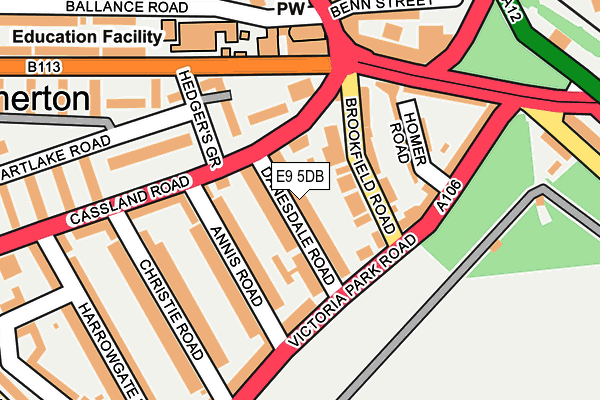 E9 5DB map - OS OpenMap – Local (Ordnance Survey)