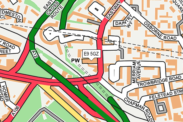 E9 5GZ map - OS OpenMap – Local (Ordnance Survey)