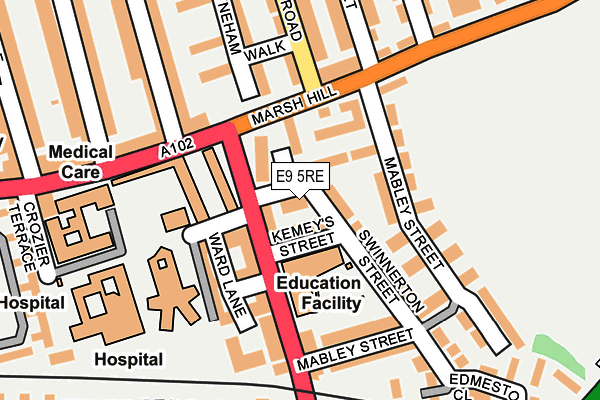 E9 5RE map - OS OpenMap – Local (Ordnance Survey)