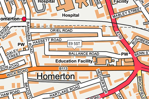 E9 5ST map - OS OpenMap – Local (Ordnance Survey)