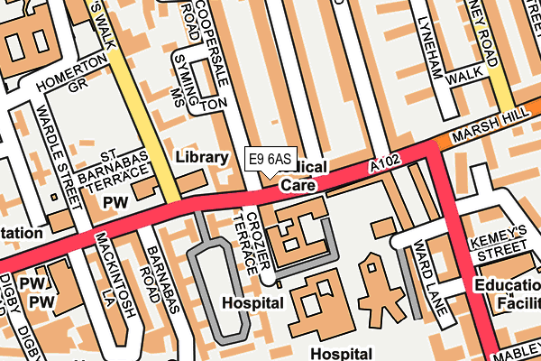 E9 6AS map - OS OpenMap – Local (Ordnance Survey)