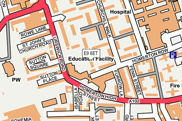 E9 6ET map - OS OpenMap – Local (Ordnance Survey)