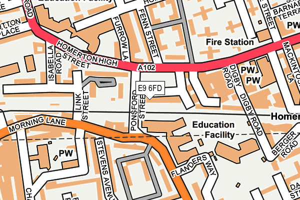 E9 6FD map - OS OpenMap – Local (Ordnance Survey)