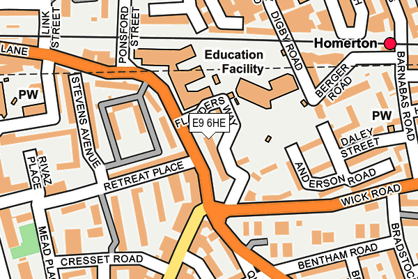 E9 6HE map - OS OpenMap – Local (Ordnance Survey)