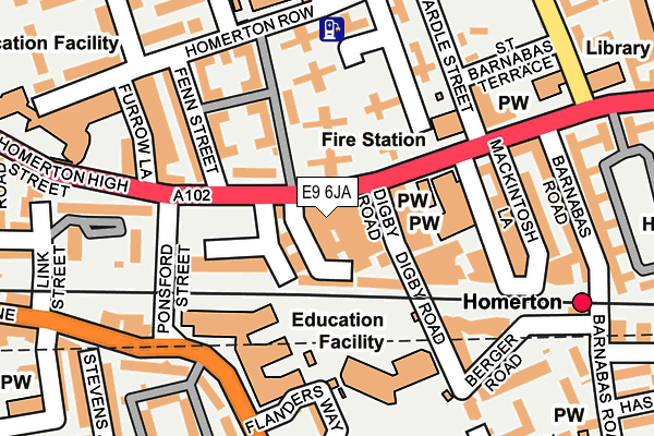 E9 6JA map - OS OpenMap – Local (Ordnance Survey)