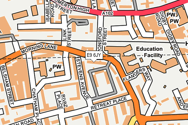 E9 6JY map - OS OpenMap – Local (Ordnance Survey)