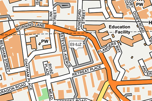 E9 6JZ map - OS OpenMap – Local (Ordnance Survey)