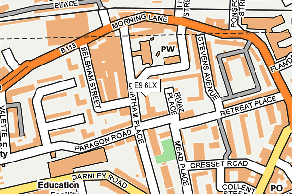 E9 6LX map - OS OpenMap – Local (Ordnance Survey)