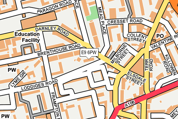 E9 6PW map - OS OpenMap – Local (Ordnance Survey)