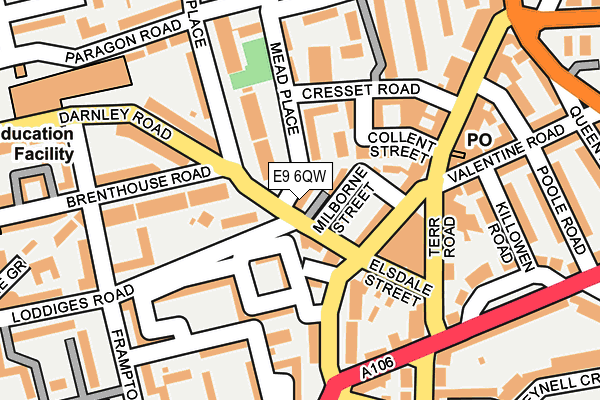 E9 6QW map - OS OpenMap – Local (Ordnance Survey)
