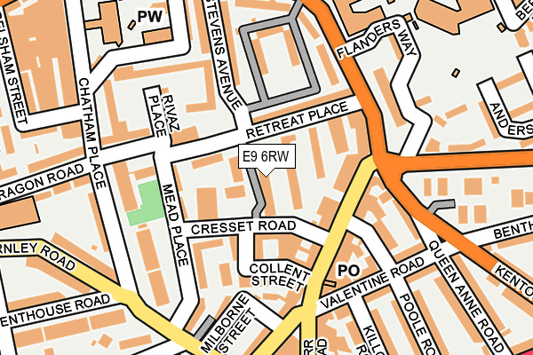 E9 6RW map - OS OpenMap – Local (Ordnance Survey)