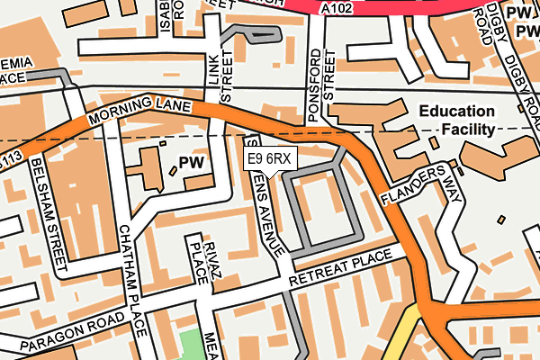 E9 6RX map - OS OpenMap – Local (Ordnance Survey)