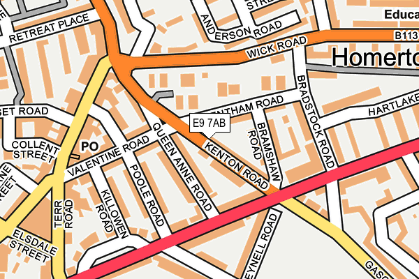 E9 7AB map - OS OpenMap – Local (Ordnance Survey)