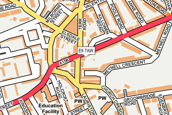 E9 7AW map - OS OpenMap – Local (Ordnance Survey)
