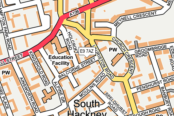 E9 7AZ map - OS OpenMap – Local (Ordnance Survey)