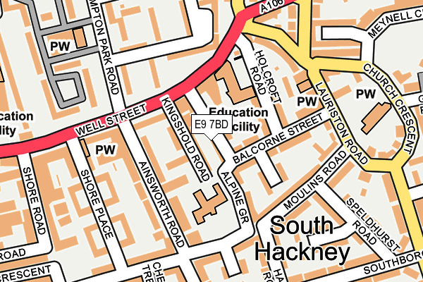 E9 7BD map - OS OpenMap – Local (Ordnance Survey)