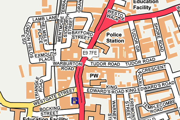 E9 7FE map - OS OpenMap – Local (Ordnance Survey)