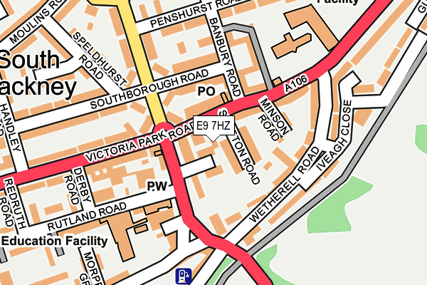 E9 7HZ map - OS OpenMap – Local (Ordnance Survey)