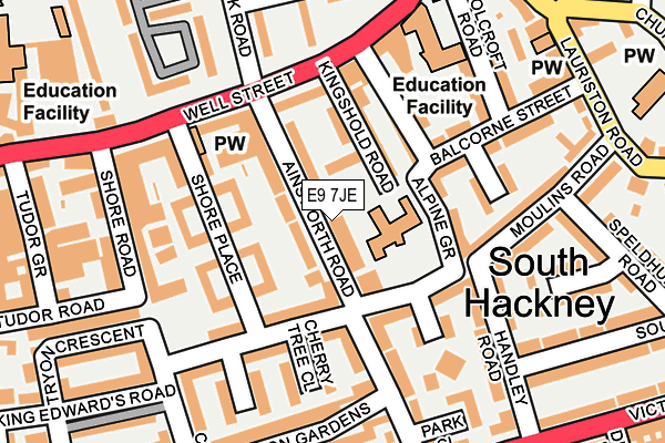 E9 7JE map - OS OpenMap – Local (Ordnance Survey)