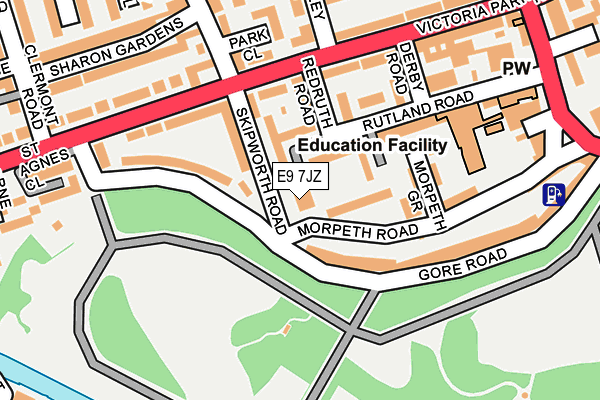 E9 7JZ map - OS OpenMap – Local (Ordnance Survey)